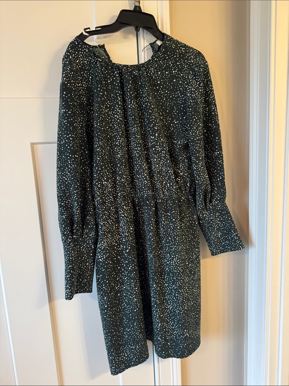 H by Halston Dark Green Speckled Long-Sleeve Dress